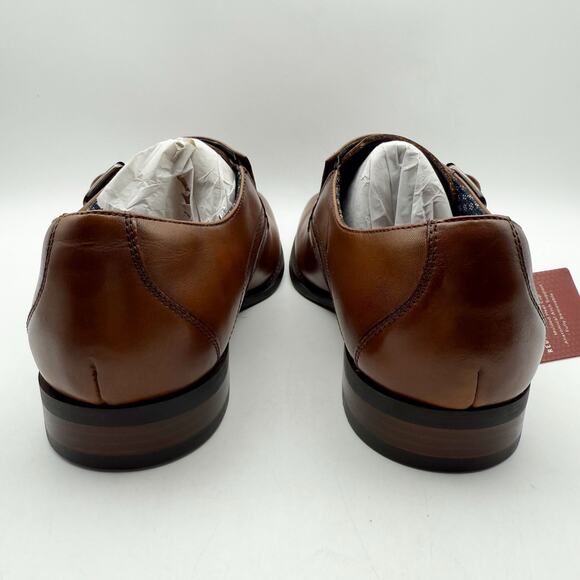 Stacy Adams Mens Karcher Monk Strap Dress Shoes US 9 M Brown Leather NIB - Picture 10 of 13